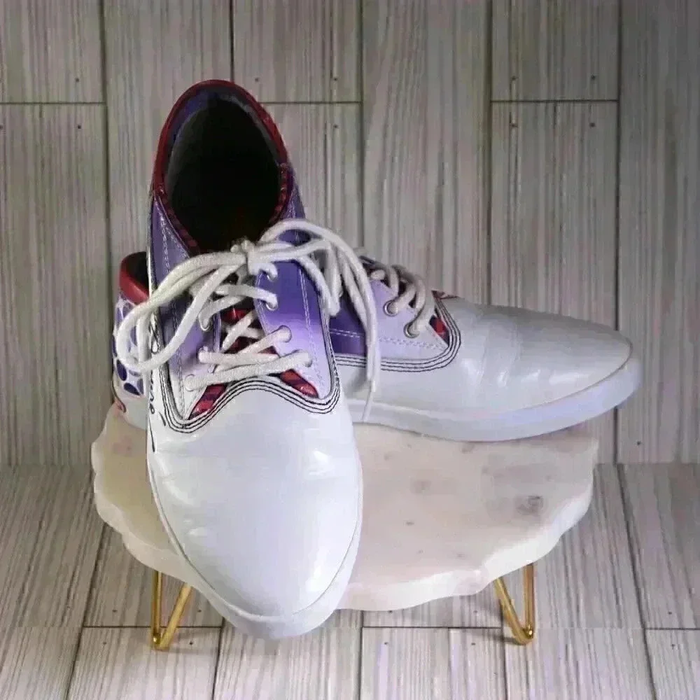 Azzure leather white/purple ombre style Shelly Low Lace shoe size 8 - Picture 8 of 12